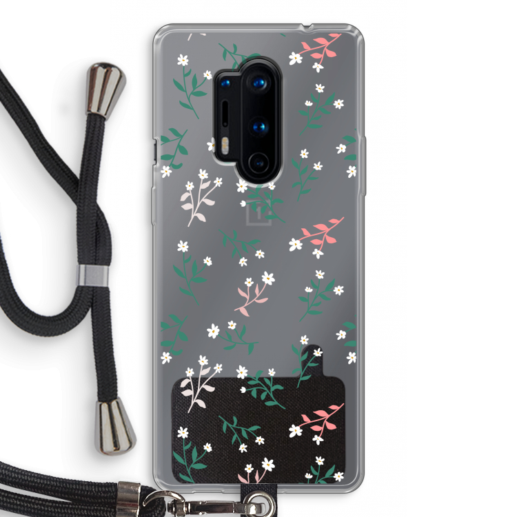 Small white flowers: OnePlus 8 Pro Transparant Hoesje met koord