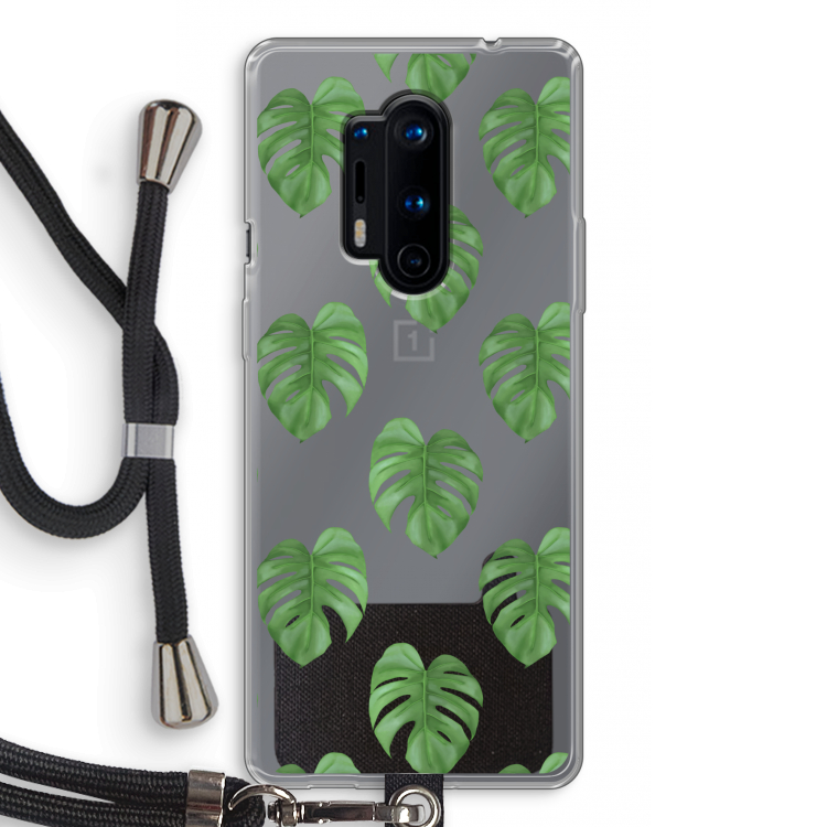 Monstera leaves: OnePlus 8 Pro Transparant Hoesje met koord