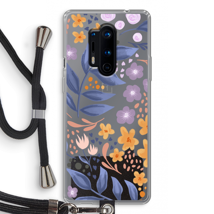 Flowers with blue leaves: OnePlus 8 Pro Transparant Hoesje met koord