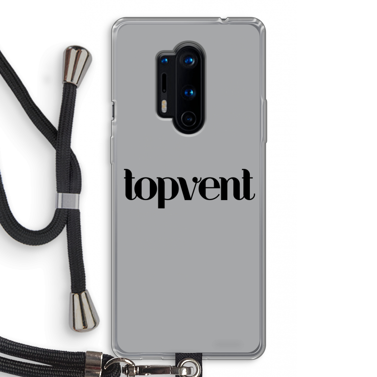Topvent Grijs Zwart: OnePlus 8 Pro Transparant Hoesje met koord