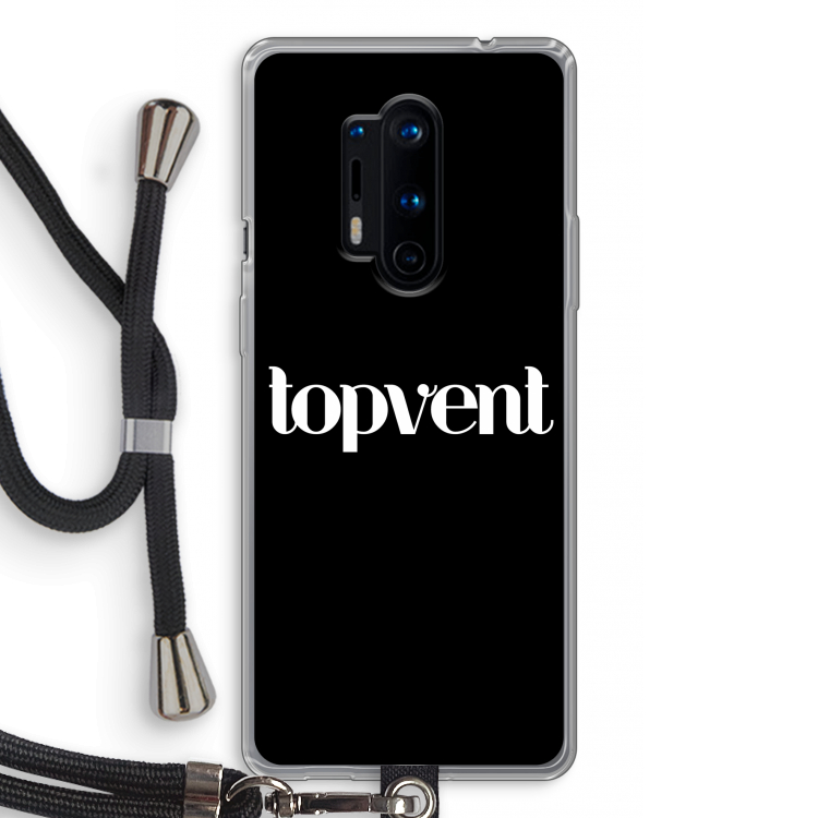 Topvent Zwart: OnePlus 8 Pro Transparant Hoesje met koord