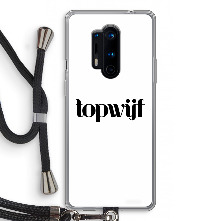 Topwijf Wit: OnePlus 8 Pro Transparant Hoesje met koord
