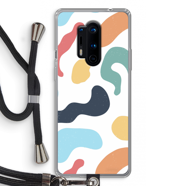 Memphis Shapes Blue: OnePlus 8 Pro Transparant Hoesje met koord