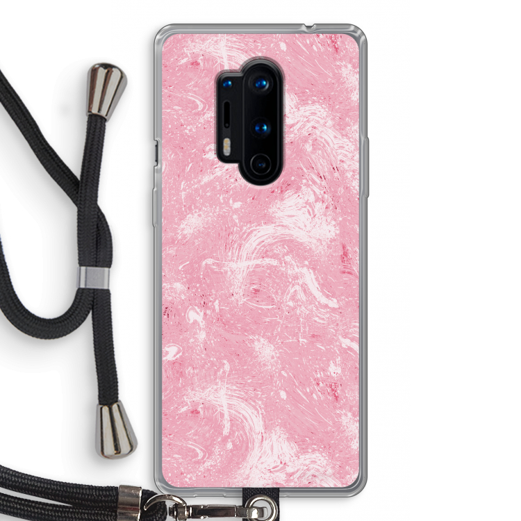 Abstract Painting Pink: OnePlus 8 Pro Transparant Hoesje met koord