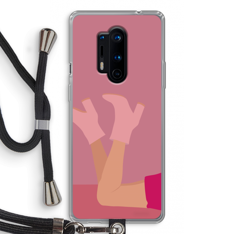 Pink boots: OnePlus 8 Pro Transparant Hoesje met koord
