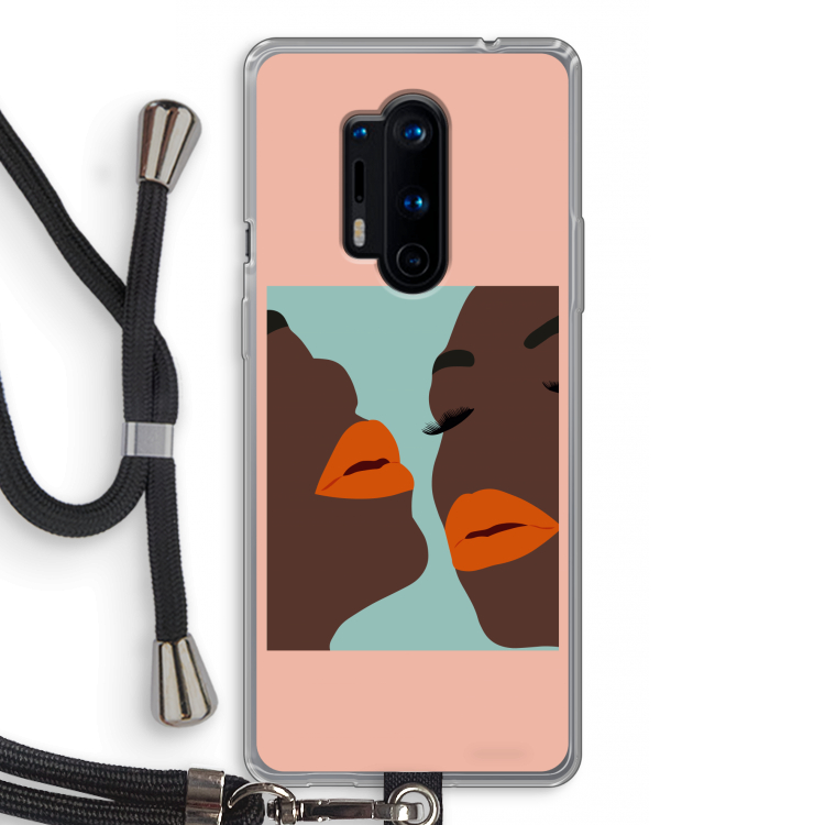 Orange lips: OnePlus 8 Pro Transparant Hoesje met koord