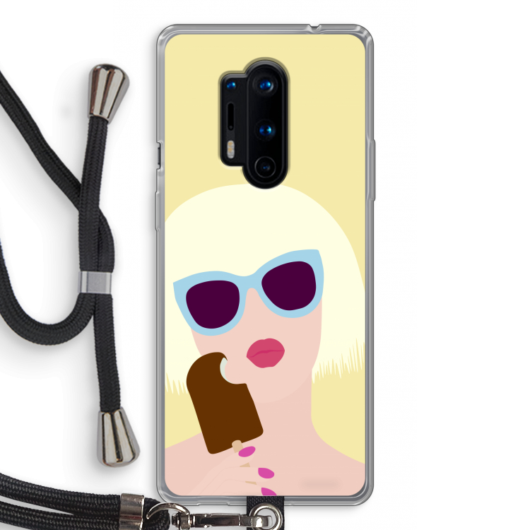 Ice cream: OnePlus 8 Pro Transparant Hoesje met koord
