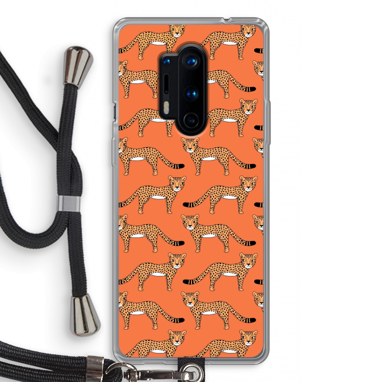 Cheetah: OnePlus 8 Pro Transparant Hoesje met koord