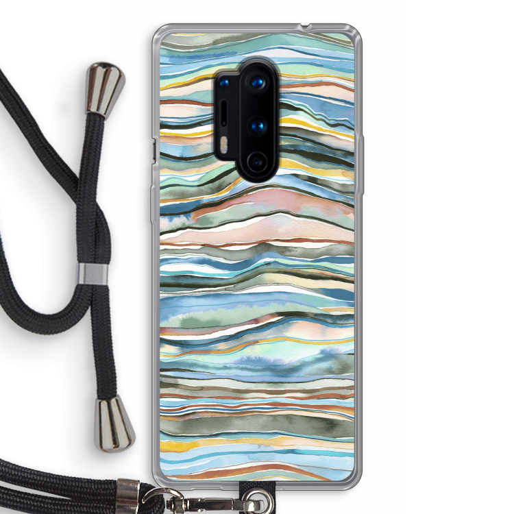 Watercolor Agate: OnePlus 8 Pro Transparant Hoesje met koord