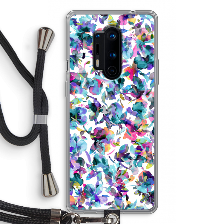 Hibiscus Flowers: OnePlus 8 Pro Transparant Hoesje met koord