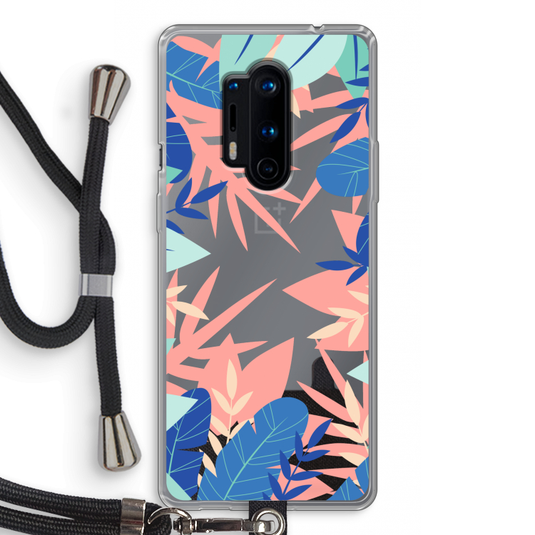 Tropisch: OnePlus 8 Pro Transparant Hoesje met koord