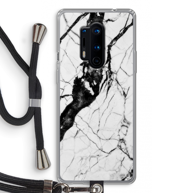 Witte marmer 2: OnePlus 8 Pro Transparant Hoesje met koord