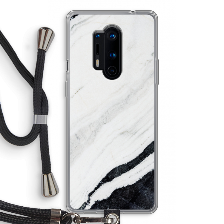 Elegante marmer: OnePlus 8 Pro Transparant Hoesje met koord