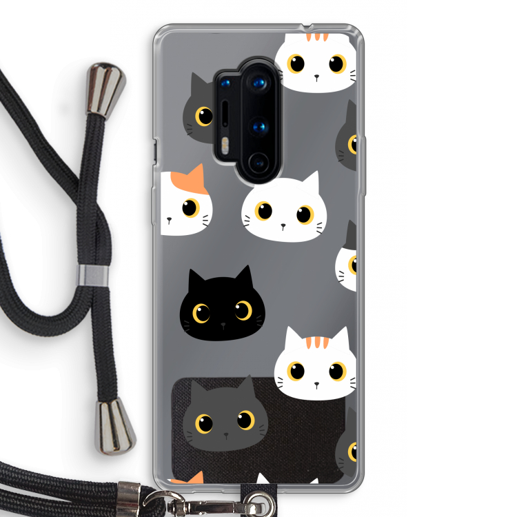 Katten: OnePlus 8 Pro Transparant Hoesje met koord