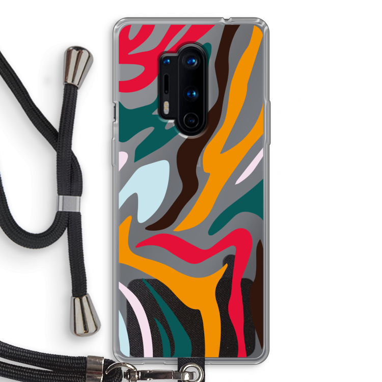 Colored Zebra: OnePlus 8 Pro Transparant Hoesje met koord