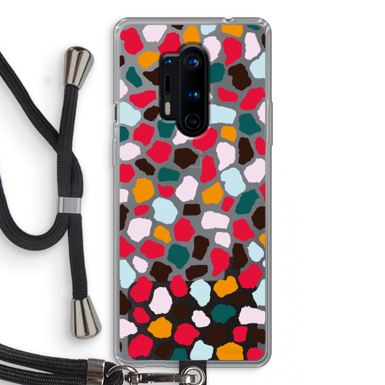 Colored Giraffe: OnePlus 8 Pro Transparant Hoesje met koord