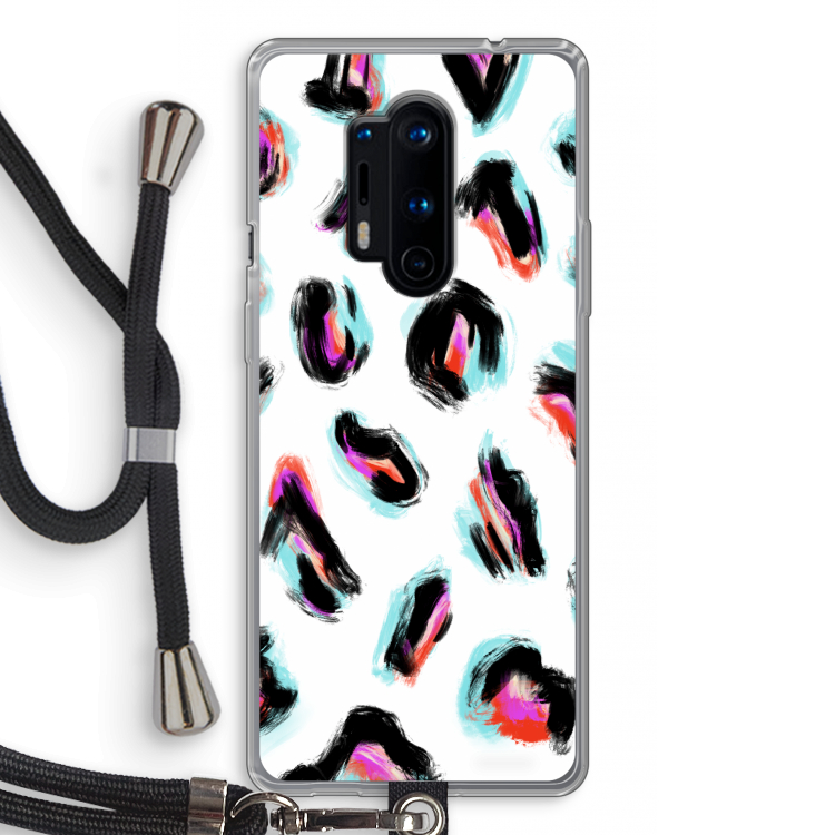Cheetah color: OnePlus 8 Pro Transparant Hoesje met koord