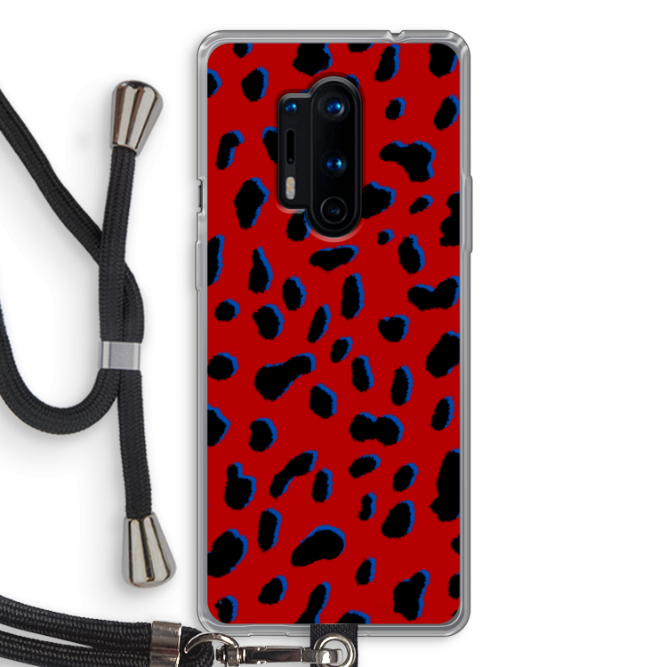 Red Leopard: OnePlus 8 Pro Transparant Hoesje met koord