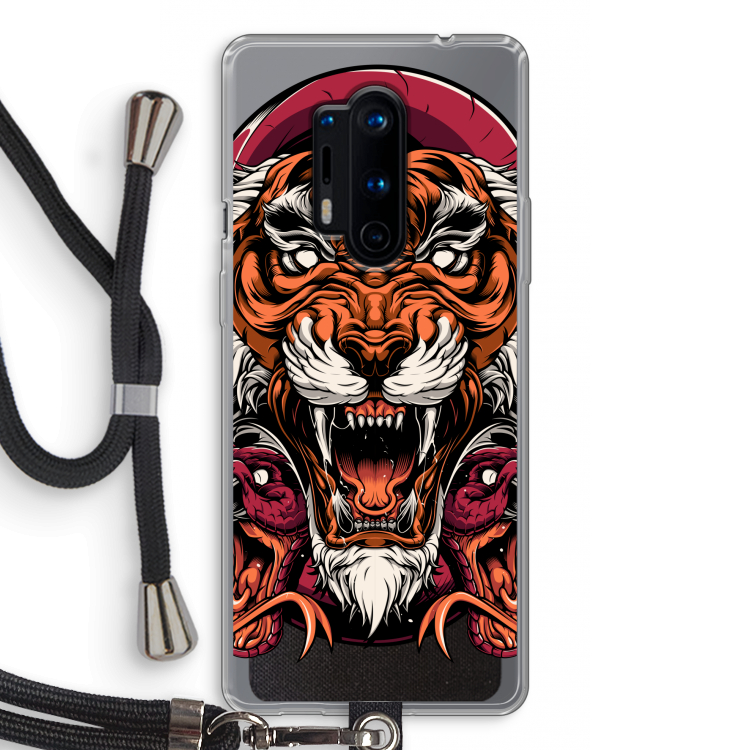 Tiger and Rattlesnakes: OnePlus 8 Pro Transparant Hoesje met koord