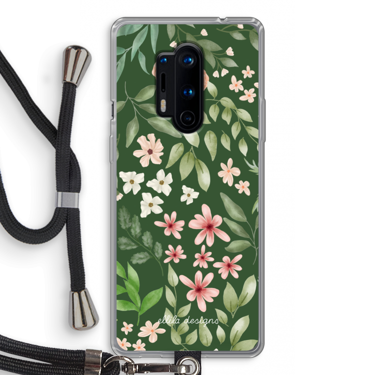 Botanical green sweet flower heaven: OnePlus 8 Pro Transparant Hoesje met koord