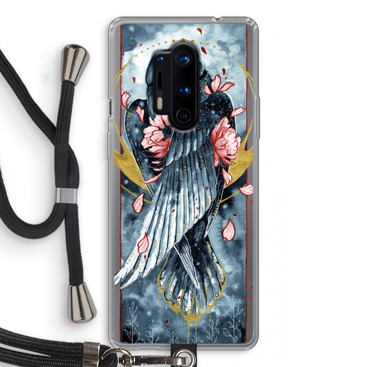 Golden Raven: OnePlus 8 Pro Transparant Hoesje met koord