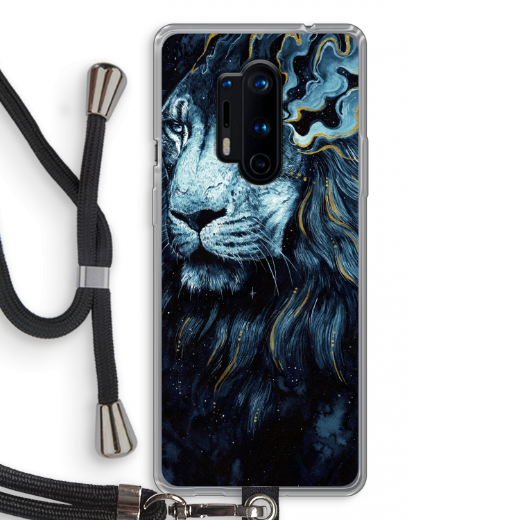 Darkness Lion: OnePlus 8 Pro Transparant Hoesje met koord