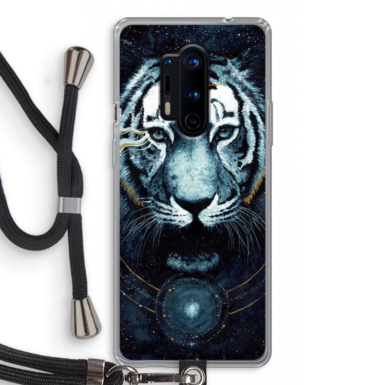 Darkness Tiger: OnePlus 8 Pro Transparant Hoesje met koord