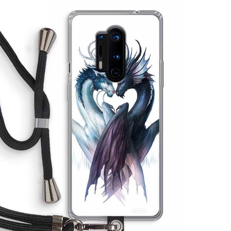 Yin Yang Dragons: OnePlus 8 Pro Transparant Hoesje met koord