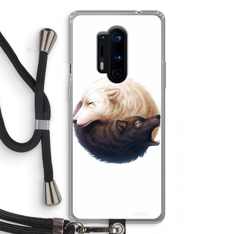 Yin Yang Wolves: OnePlus 8 Pro Transparant Hoesje met koord