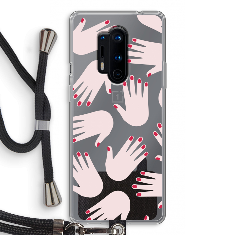 Hands pink: OnePlus 8 Pro Transparant Hoesje met koord