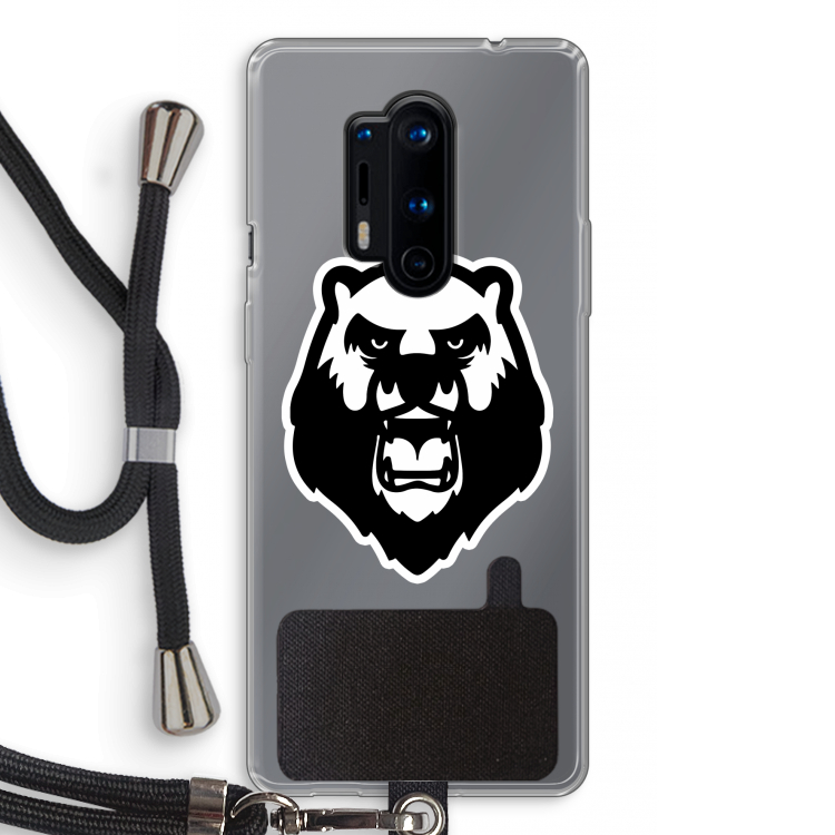 Angry Bear (white): OnePlus 8 Pro Transparant Hoesje met koord