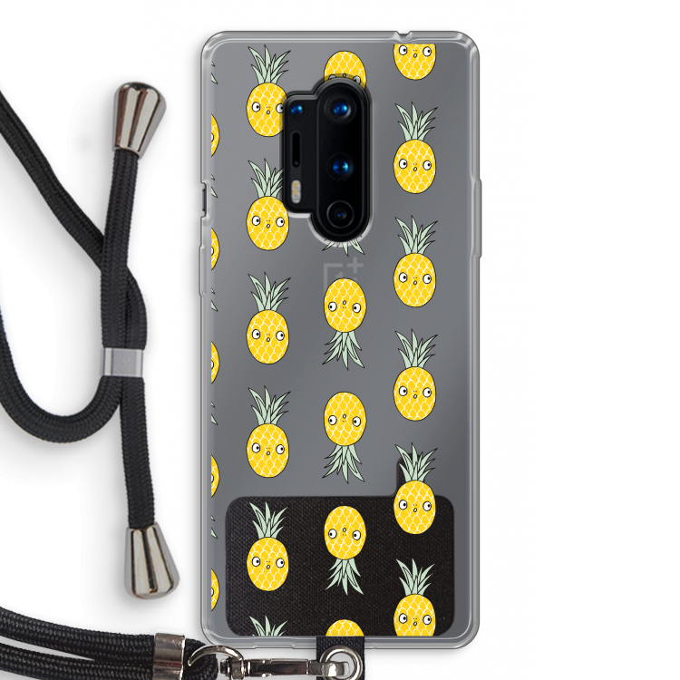 Ananas: OnePlus 8 Pro Transparant Hoesje met koord