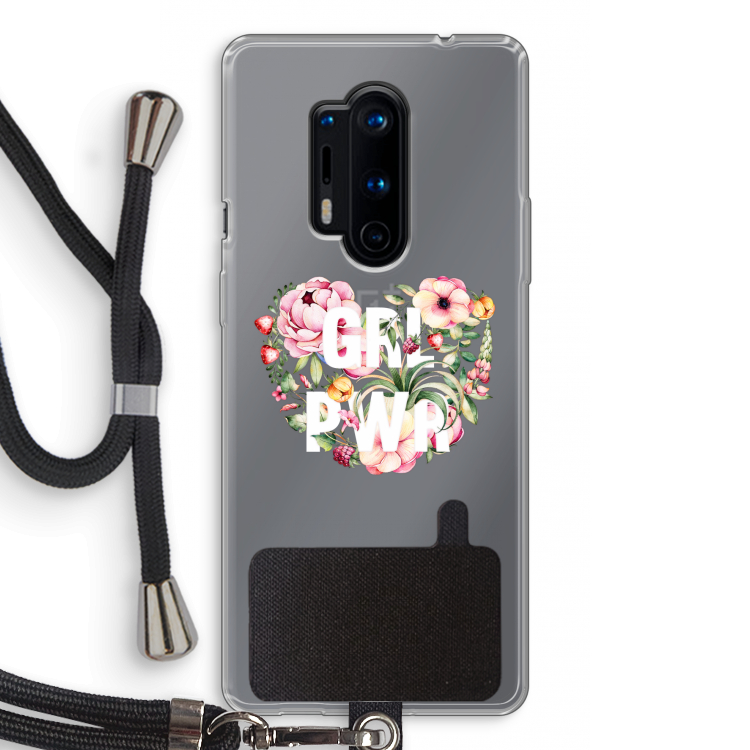 GRL PWR Flower: OnePlus 8 Pro Transparant Hoesje met koord