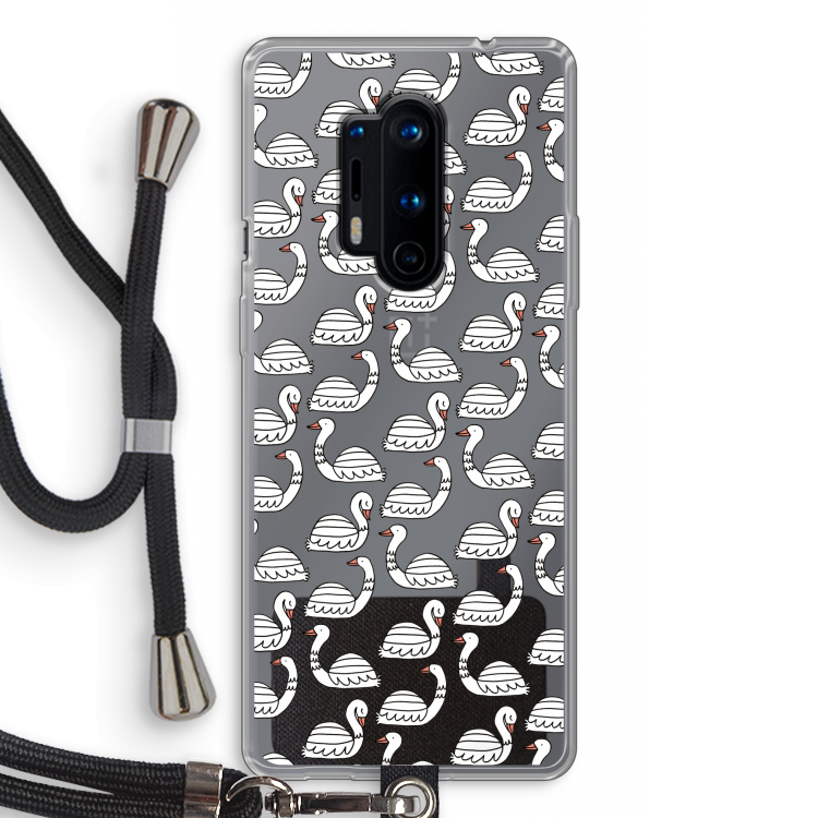 Zwanen: OnePlus 8 Pro Transparant Hoesje met koord