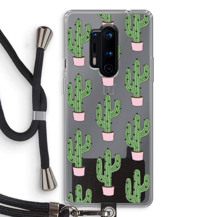 Cactus Lover: OnePlus 8 Pro Transparant Hoesje met koord