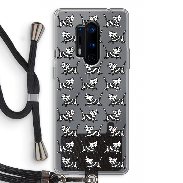 Zwarte poes: OnePlus 8 Pro Transparant Hoesje met koord
