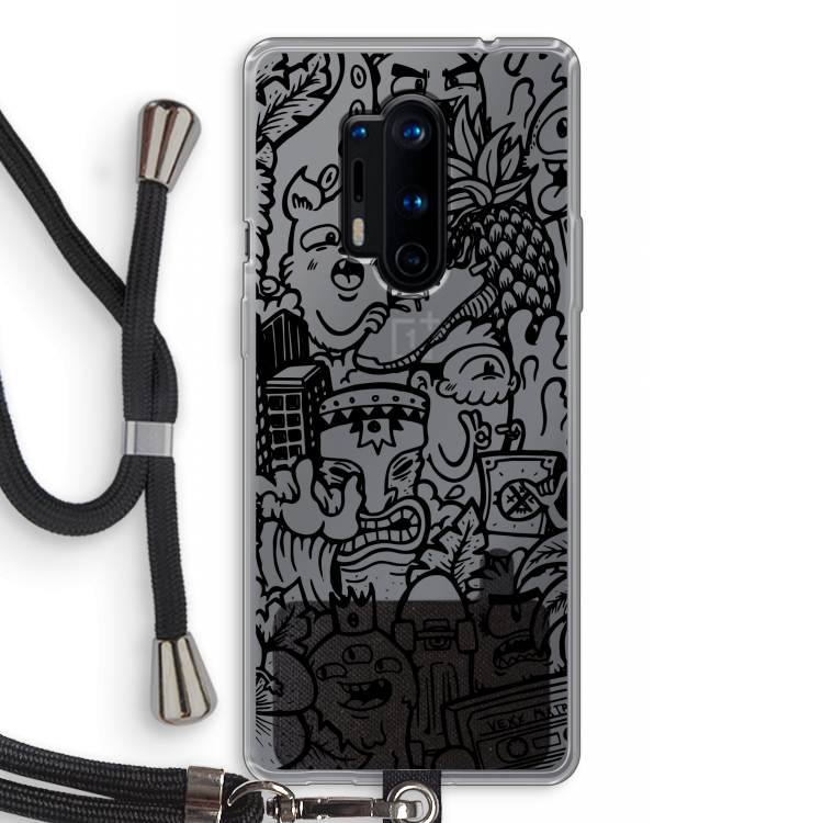 Vexx Black Mixtape: OnePlus 8 Pro Transparant Hoesje met koord