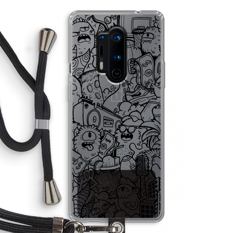 Vexx Black City : OnePlus 8 Pro Transparant Hoesje met koord
