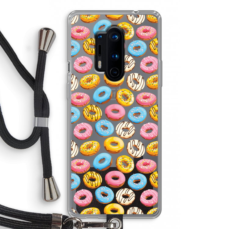 Pink donuts: OnePlus 8 Pro Transparant Hoesje met koord