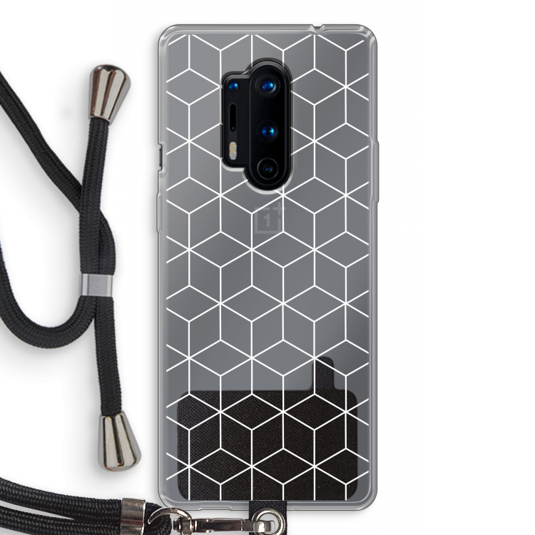 Zwart-witte kubussen: OnePlus 8 Pro Transparant Hoesje met koord