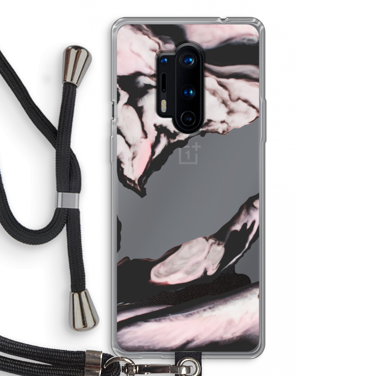 Roze stroom: OnePlus 8 Pro Transparant Hoesje met koord