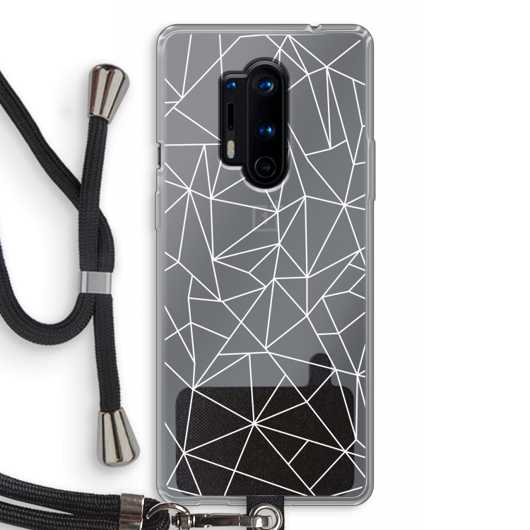 Geometrische lijnen wit: OnePlus 8 Pro Transparant Hoesje met koord