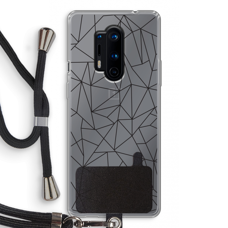 Geometrische lijnen zwart: OnePlus 8 Pro Transparant Hoesje met koord