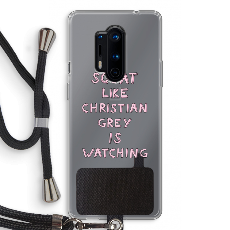 Christian Grey: OnePlus 8 Pro Transparant Hoesje met koord