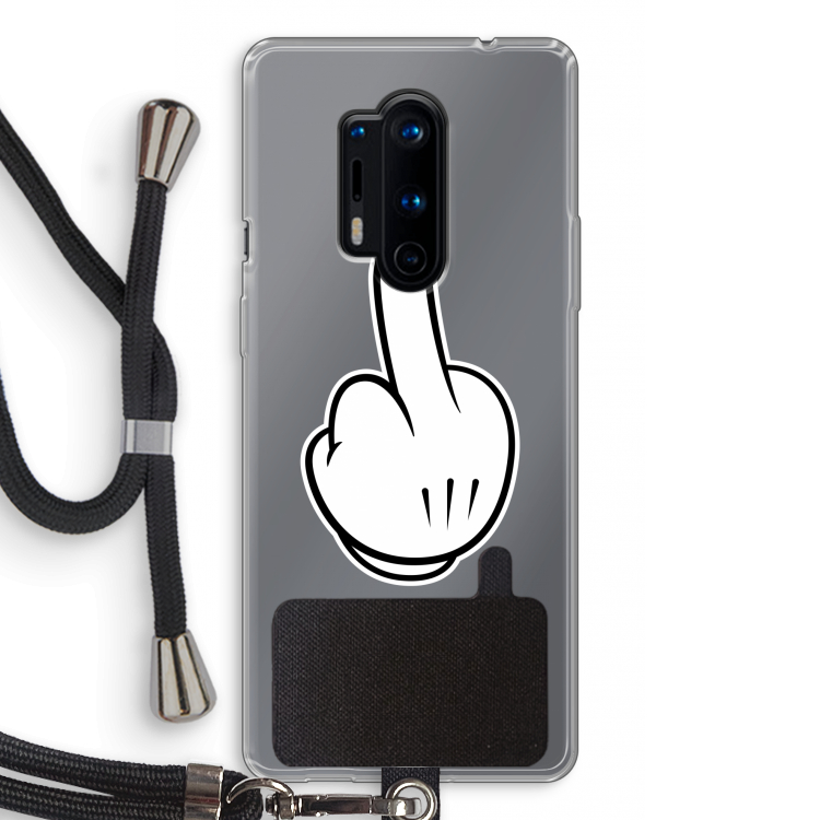 Middle finger black: OnePlus 8 Pro Transparant Hoesje met koord