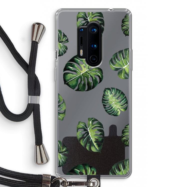Tropische bladeren: OnePlus 8 Pro Transparant Hoesje met koord