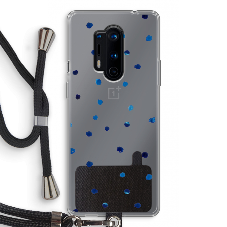 Blauwe stippen: OnePlus 8 Pro Transparant Hoesje met koord