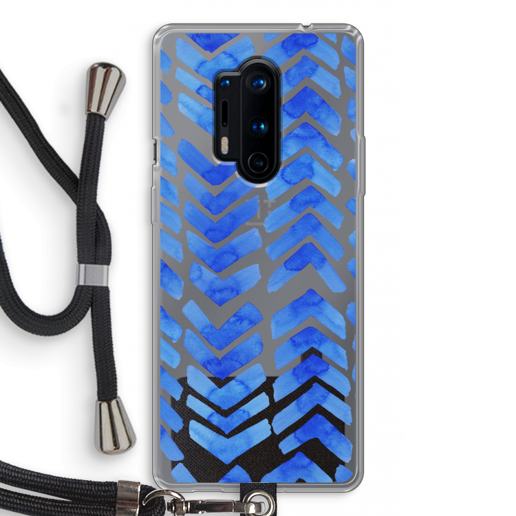 Blauwe pijlen: OnePlus 8 Pro Transparant Hoesje met koord