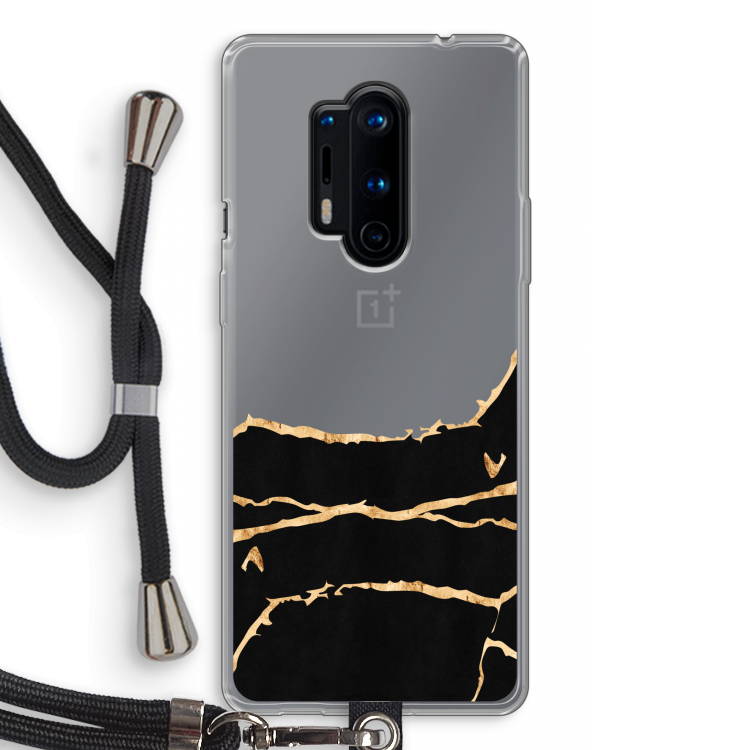 Gouden marmer: OnePlus 8 Pro Transparant Hoesje met koord