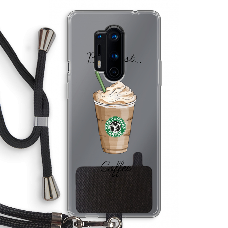 But first coffee: OnePlus 8 Pro Transparant Hoesje met koord